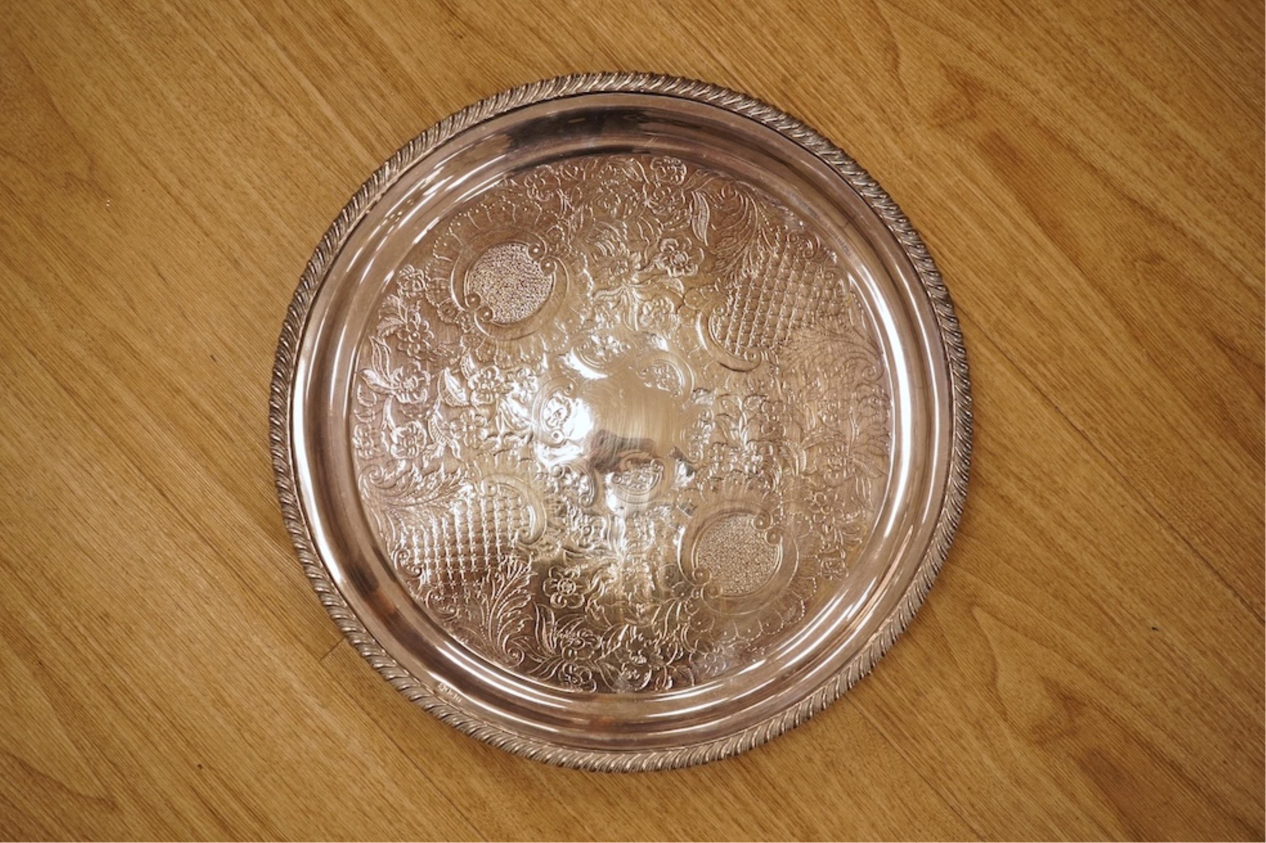 A Regency Old Sheffield Plate samovar and two silver plated trays, largest 70cm
